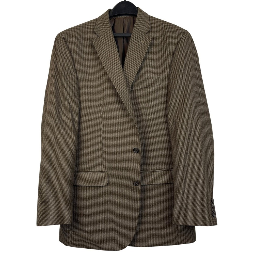 Ralph Lauren Blazer Mens‎ 42L Rayon Brown Houndstooth Summer Sport Coat 2-Button - Picture 2 of 10